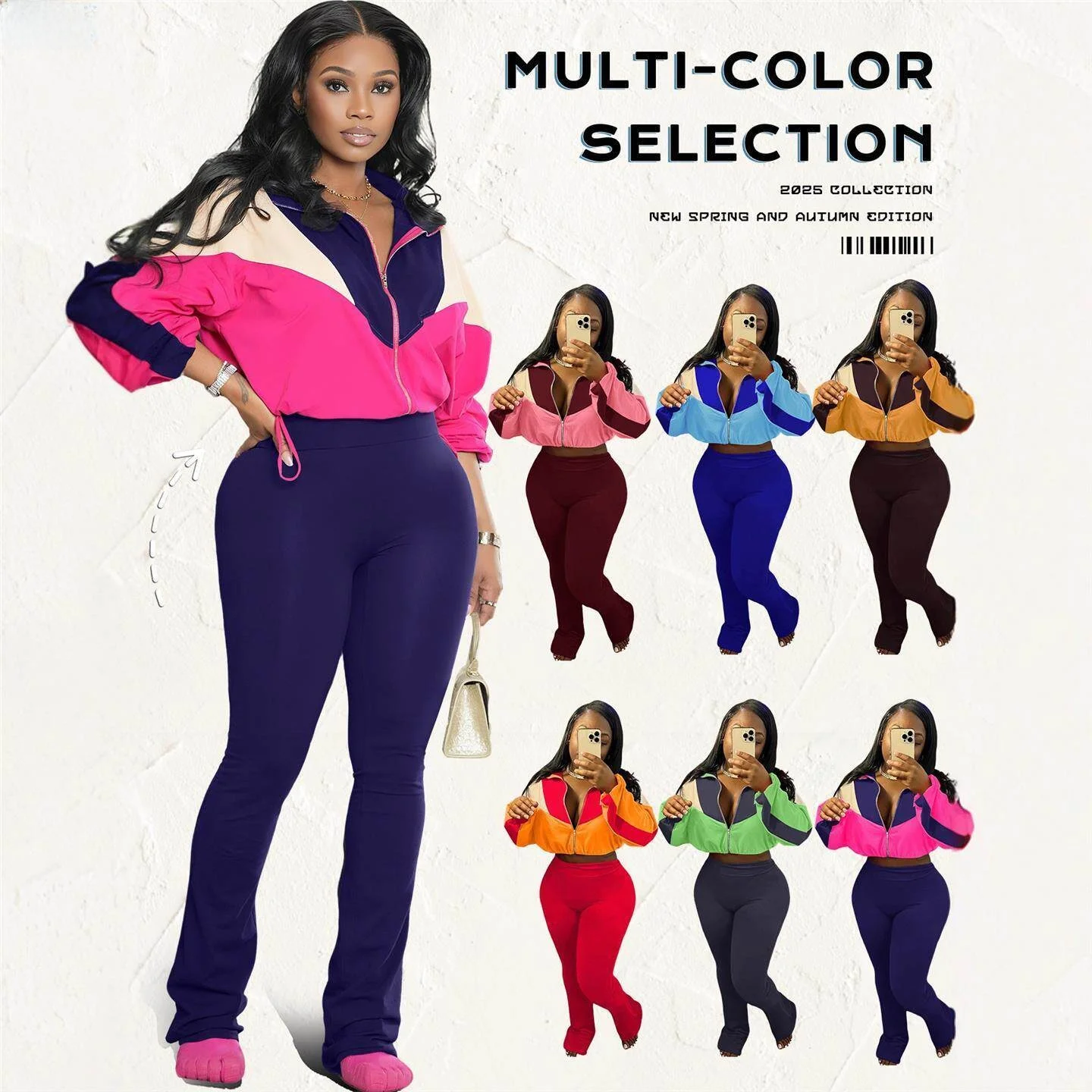 Spicy Girl 2026 Zipper Insert Color Block Slim Fit Pants And Cardigan Sports Wear Set Fashionable Casual Winter Outfit for Women
Spicy Girl 2026 Zipper Insert Color Block Slim Fit Pants And Cardigan Sports Wear Set Fashionable Casual Winter Outfit for Women