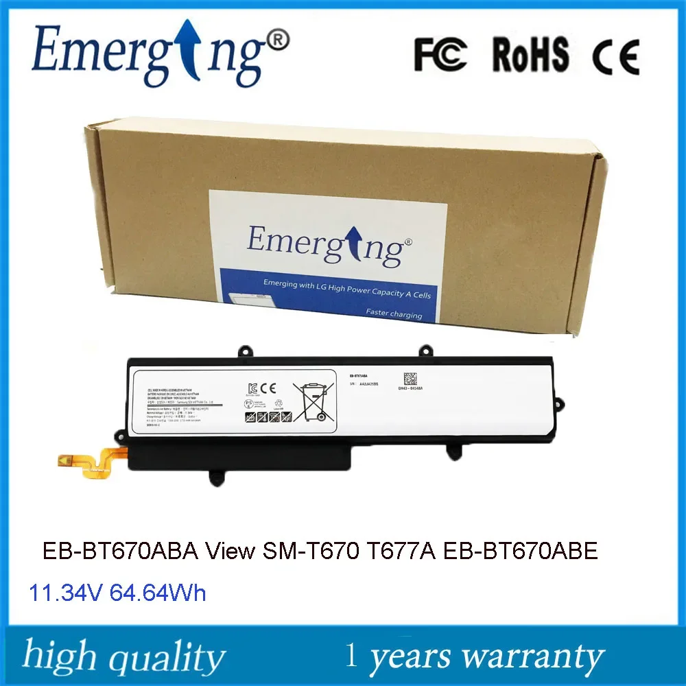 11.34V 64.64Wh EB-BT670ABA Battery For Samsung Galaxy View Tahoe 18.4" inch SM-T670 SM-T670N SM-T677A EB-BT670ABE
11.34V 64.64Wh EB-BT670ABA Battery For Samsung Galaxy View Tahoe 18.4" inch SM-T670 SM-T670N SM-T677A EB-BT670ABE