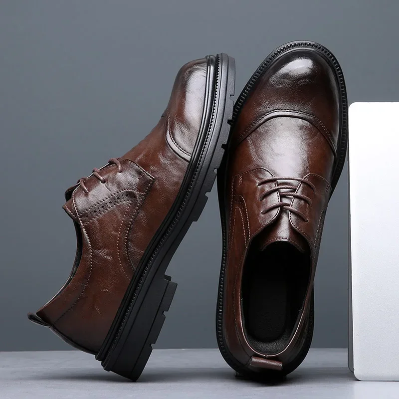 Men Business Dress Leather Shoes British Vintage Loafers Spring Autumn Pointed Toe Lace-up Derby Shoes Work Wedding Oxfords
Men Business Dress Leather Shoes British Vintage Loafers Spring Autumn Pointed Toe Lace-up Derby Shoes Work Wedding Oxfords