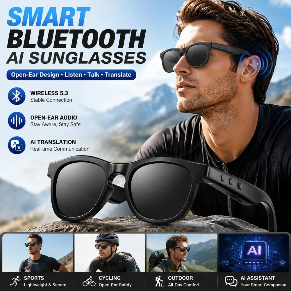 AI Translation Smart Glasses BT6.0, 150 Languages Real-Time, Open-Ear Stereo, 5H Music Accessories
AI Translation Smart Glasses BT6.0, 150 Languages Real-Time, Open-Ear Stereo, 5H Music Accessories