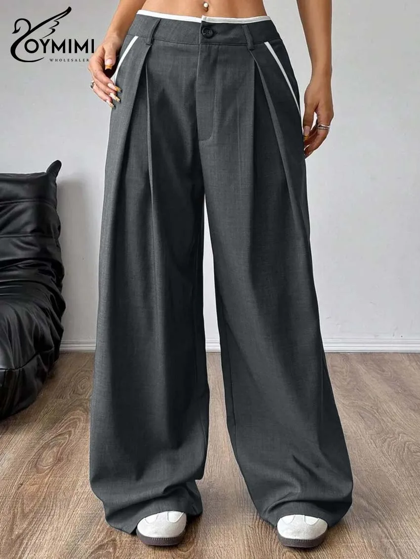 Oymimi Fashion Grey Patchwork Women's Pants Elegant Button Mid Waisted Pockets Trousers Casual Straight Full Length Pants Female
Oymimi Fashion Grey Patchwork Women's Pants Elegant Button Mid Waisted Pockets Trousers Casual Straight Full Length Pants Female