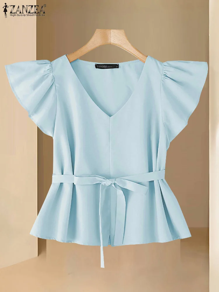 ZANZEA Women Satin Blouse Elegant Lady Slik Tops 2025 Summer Fashion V-Neck Short Sleeve Ruffled Shirt Casual Solid Color Blusas
ZANZEA Women Satin Blouse Elegant Lady Slik Tops 2025 Summer Fashion V-Neck Short Sleeve Ruffled Shirt Casual Solid Color Blusas