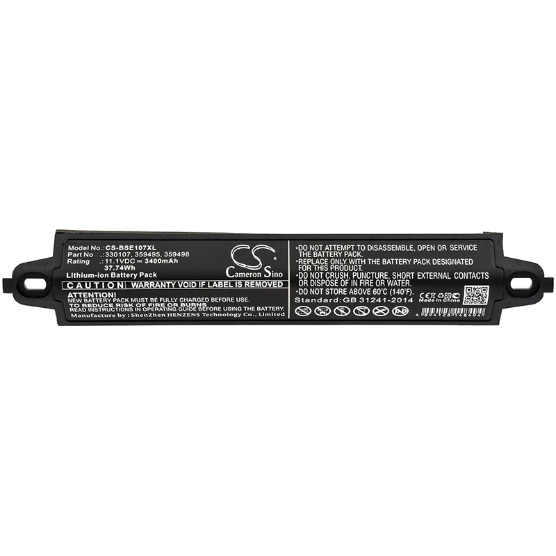 11.1V, 3400mAh,Li-ion Speaker Battery for BOSE, Compatible Models: 404600, Soundlink, Soundlink II, SoundTouch 20
11.1V, 3400mAh,Li-ion Speaker Battery for BOSE, Compatible Models: 404600, Soundlink, Soundlink II, SoundTouch 20