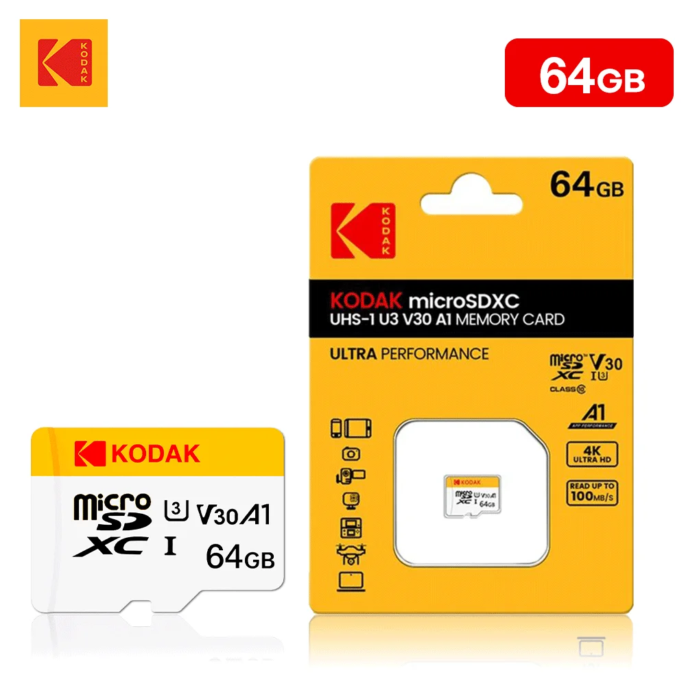 Kodak Original Micro SD Card Video Memory Card 64gb 128gb 256gb 32gb TF Flash Card A1 V30 C10 U3 For Camera Phone
Kodak Original Micro SD Card Video Memory Card 64gb 128gb 256gb 32gb TF Flash Card A1 V30 C10 U3 For Camera Phone