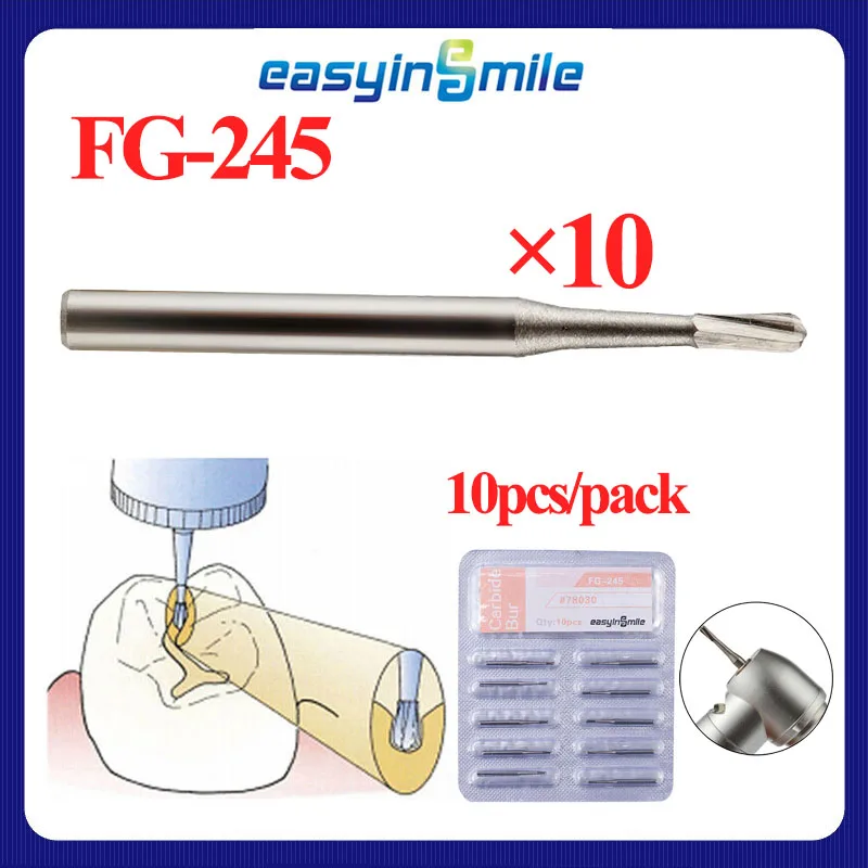 10pcs Easyinsmile FG 245 Dental Tungsten Carbide Burs Drill FG Dia-burs 1*1.6*4MM Shank for High Speed Handpiece Burs
10pcs Easyinsmile FG 245 Dental Tungsten Carbide Burs Drill FG Dia-burs 1*1.6*4MM Shank for High Speed Handpiece Burs