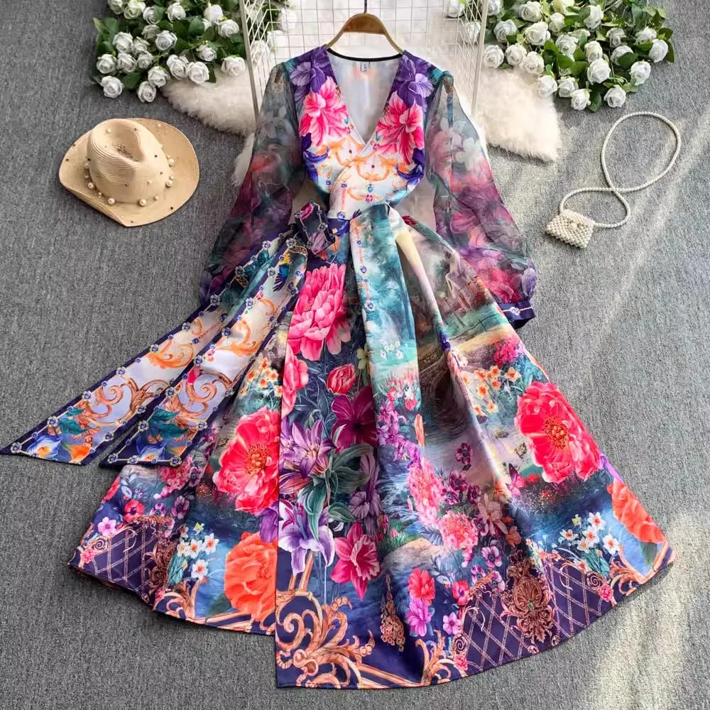 Holiday Gorgeous Maxi Dress Women Summer Bohemian Long Puff Sleeve Cross V Neck Flower Print Bandage Lace Up Robe Long Vestido
Holiday Gorgeous Maxi Dress Women Summer Bohemian Long Puff Sleeve Cross V Neck Flower Print Bandage Lace Up Robe Long Vestido