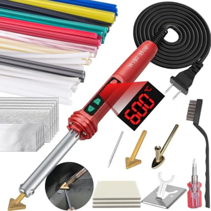 Upgraded 150W LED Digital Adjustable Temperature Plastic Welder 110V, 106PCS Welding Rods Repair Kit, 4 Tips 3 IN 1 Soldering I
Upgraded 150W LED Digital Adjustable Temperature Plastic Welder 110V, 106PCS Welding Rods Repair Kit, 4 Tips 3 IN 1 Soldering I
