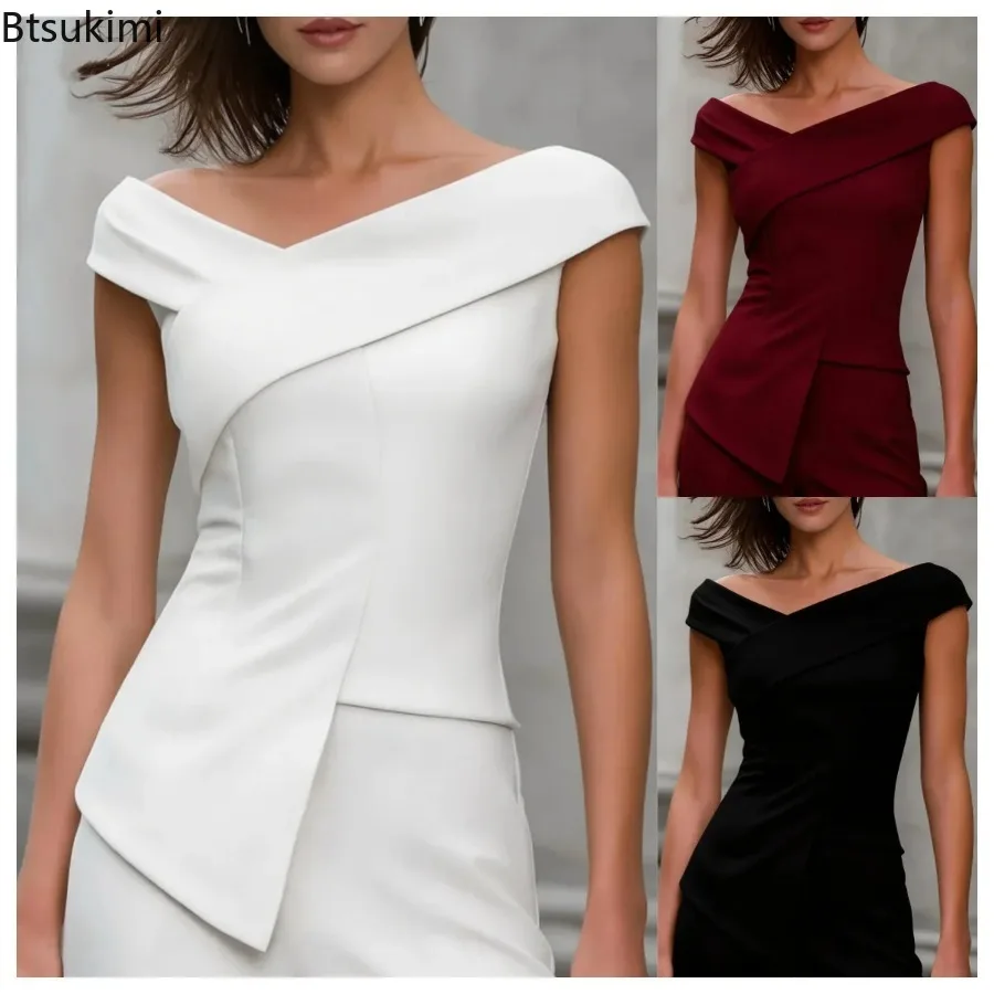 Sexy V Neck Sleeveless OL Style Blouses for Women Summer Irregular Off The Shoulder Solid Tops Elegant Slim Office Ladies Shirts
Sexy V Neck Sleeveless OL Style Blouses for Women Summer Irregular Off The Shoulder Solid Tops Elegant Slim Office Ladies Shirts