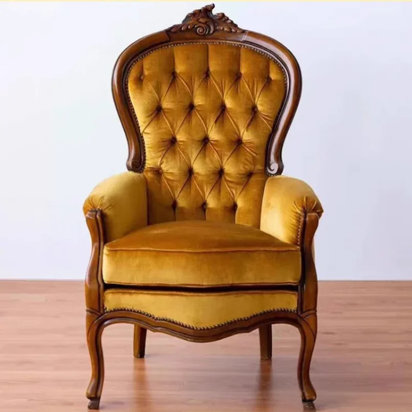 American single sofa chair European retro leisure chair French pastoral balcony, pull buckle negotiation sofa
American single sofa chair European retro leisure chair French pastoral balcony, pull buckle negotiation sofa