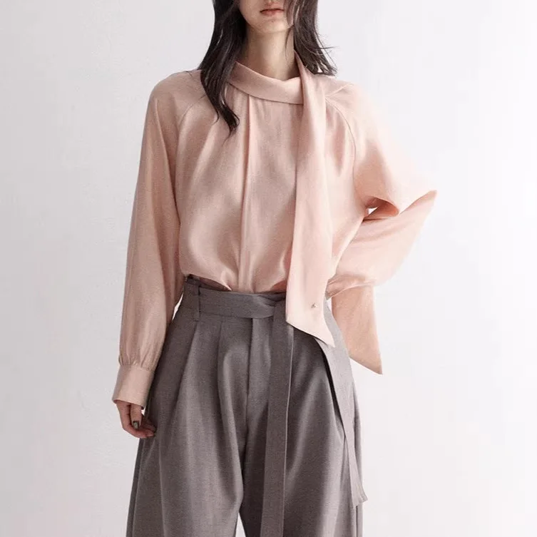 Pink Long-sleeved Streamer Top Women's Autumn Winter Casual Versatile Shirt
Pink Long-sleeved Streamer Top Women's Autumn Winter Casual Versatile Shirt