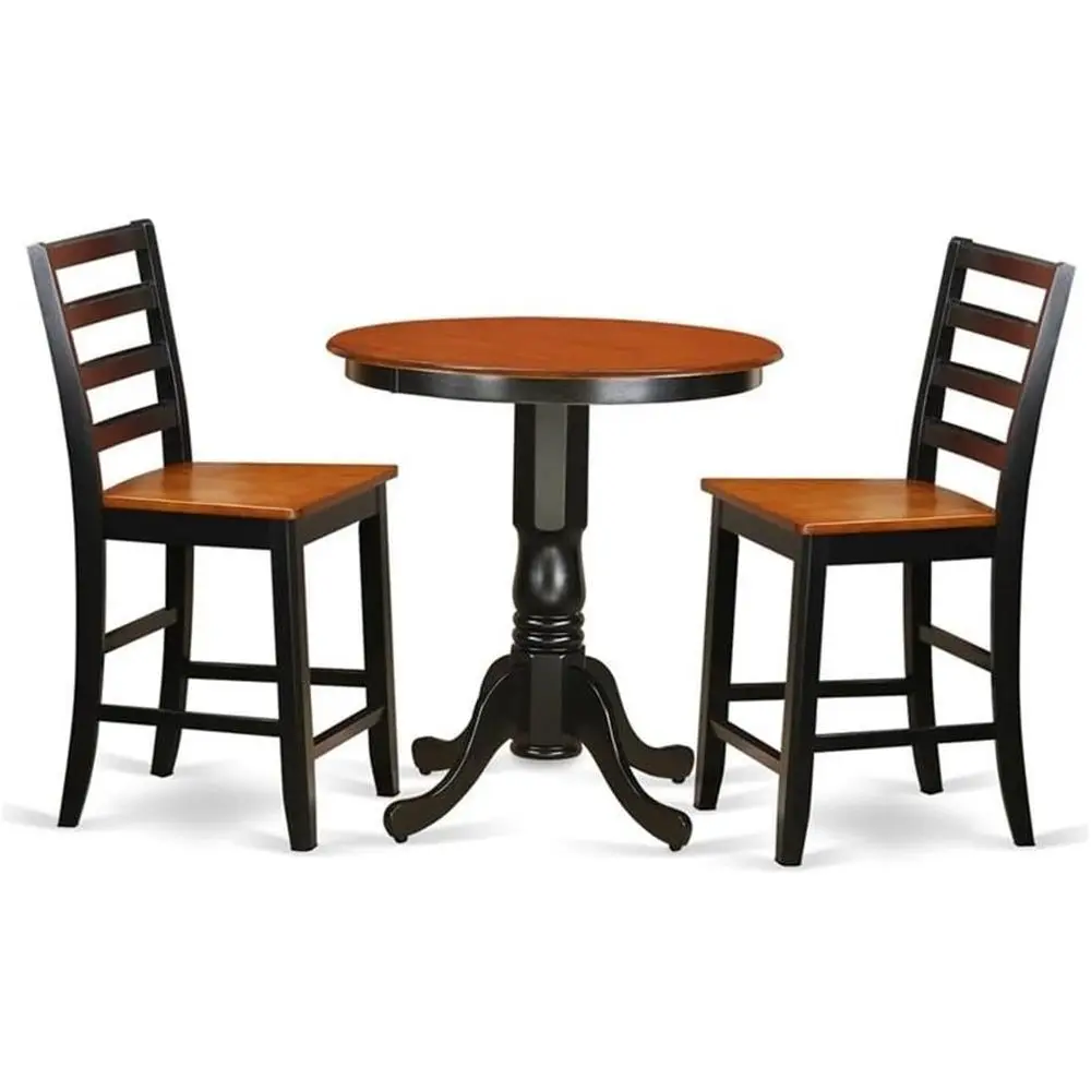 3-Piece Compact Kitchen Set: Round Pedestal Dining Table with 2 Chairs, 30x30, Black & Cherry
3-Piece Compact Kitchen Set: Round Pedestal Dining Table with 2 Chairs, 30x30, Black & Cherry