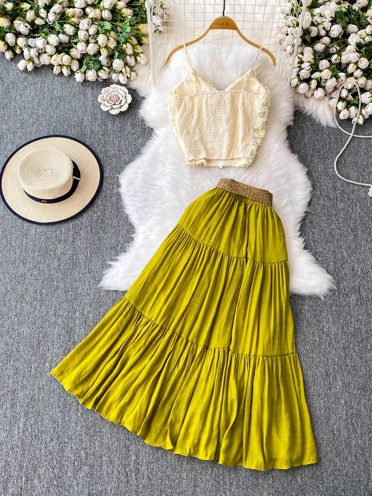 Heavy Embellied ort Crop Top with Flounce Hem And High Waist Skirt Two Piece Set Faionable V Ne Design for Young Women
Heavy Embellied ort Crop Top with Flounce Hem And High Waist Skirt Two Piece Set Faionable V Ne Design for Young Women