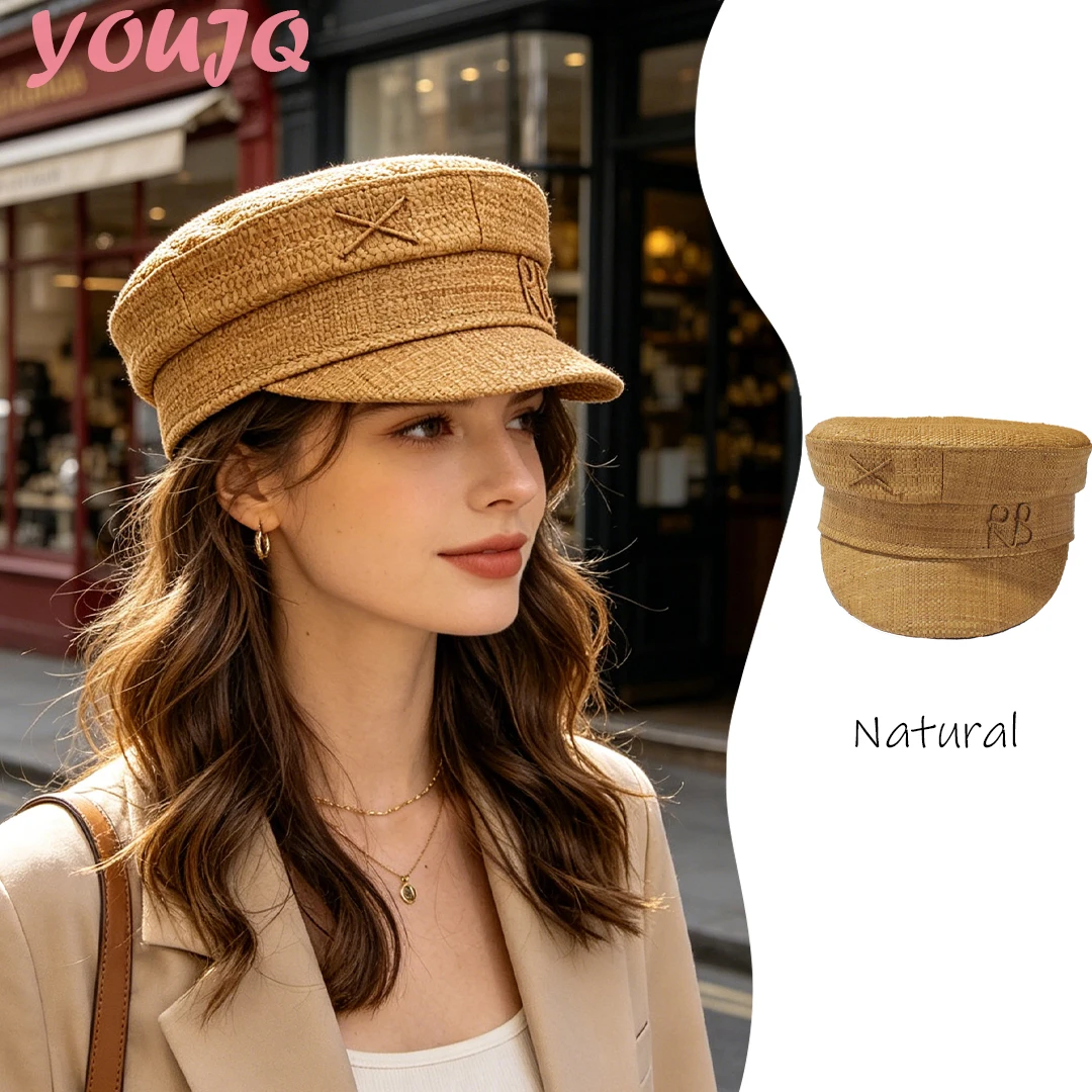 Women’s Raffia Straw Newsboy Cap Summer Flat Top Sun Hat Handmade Monogram Embellished Baker Boy Cap Boina Hombre
Women’s Raffia Straw Newsboy Cap Summer Flat Top Sun Hat Handmade Monogram Embellished Baker Boy Cap Boina Hombre