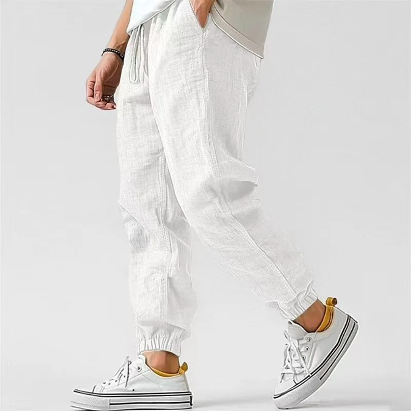Men's Cotton Linen Blend Jogger Pants High Waist Tapered Casual Trousers
Men's Cotton Linen Blend Jogger Pants High Waist Tapered Casual Trousers