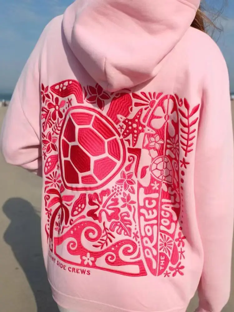 American Retro Beach Vacation Style Turtle Embroidery Pure Cotton Heavyweight Hoodie Women Loose Casual Hat Shirt
American Retro Beach Vacation Style Turtle Embroidery Pure Cotton Heavyweight Hoodie Women Loose Casual Hat Shirt