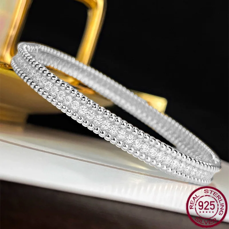 New S925 sterling silver double row bracelet, fashionable and simple, diamond lined fine bracelet, exquisite wedding jewelry
New S925 sterling silver double row bracelet, fashionable and simple, diamond lined fine bracelet, exquisite wedding jewelry