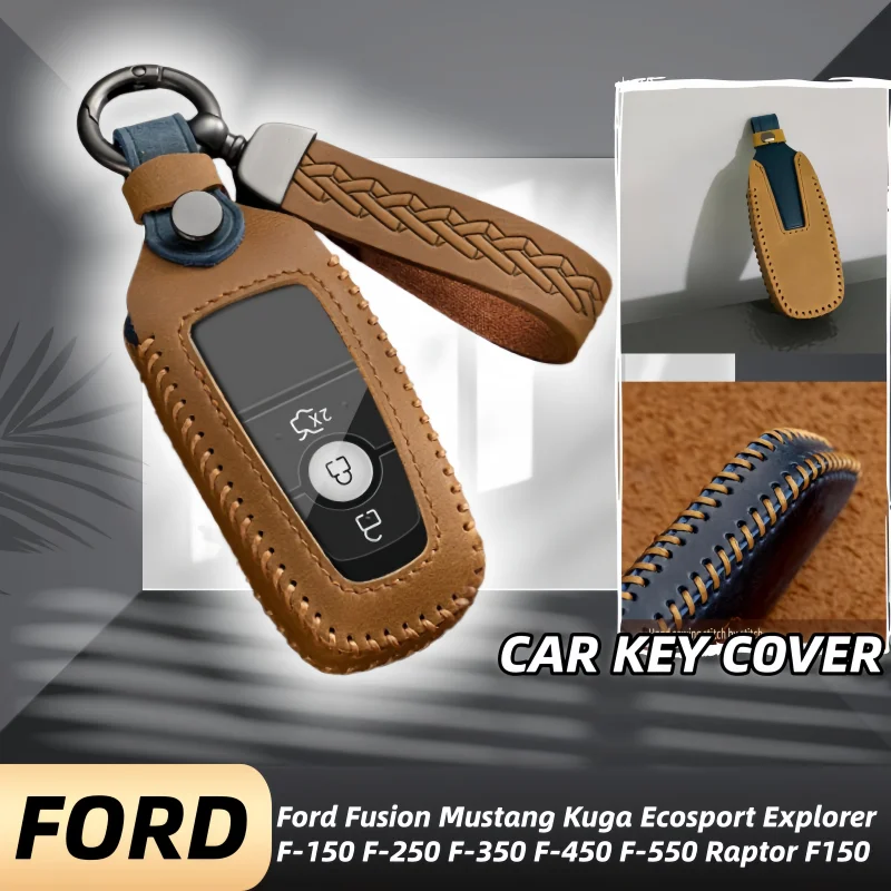 Leather Car Remote Key Case for Ford Fusion Mustang Kuga Ecosport Explorer F-150 F-250 F-350 F-450 F-550 Raptor F150 Fob 
Leather Car Remote Key Case for Ford Fusion Mustang Kuga Ecosport Explorer F-150 F-250 F-350 F-450 F-550 Raptor F150 Fob