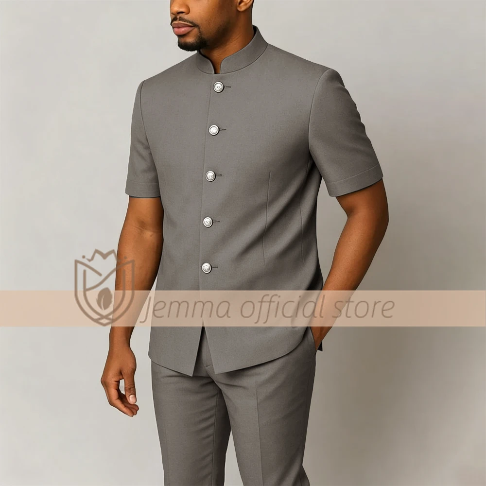 Men's 2-Piece Short Sleeve Mandarin Collar Suit, Perfect for Custom Weddings, Parties, Formal Dinners and Cocktail Events
Men's 2-Piece Short Sleeve Mandarin Collar Suit, Perfect for Custom Weddings, Parties, Formal Dinners and Cocktail Events