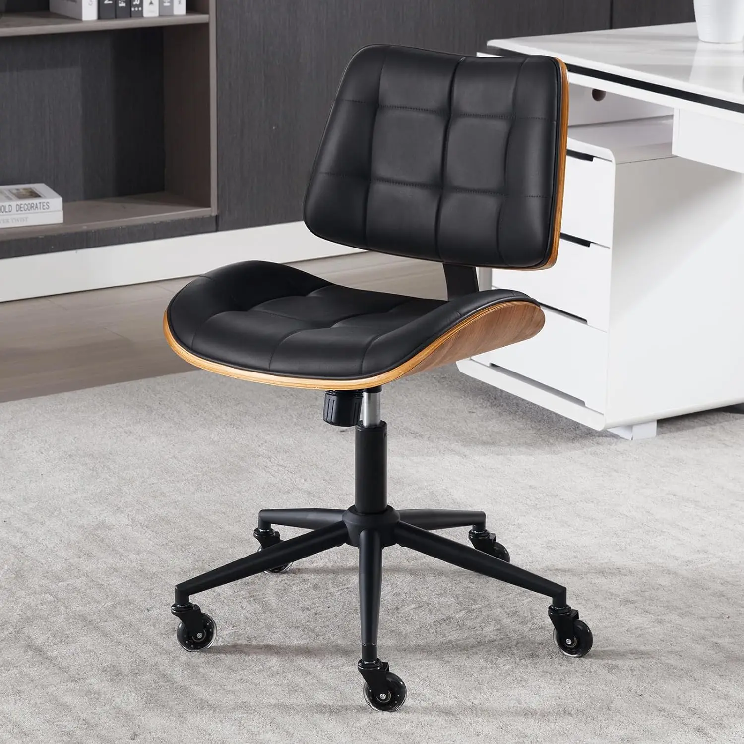 Home Office Desk Chair with Wheels, Adjustable Height Armless Office Chair, PU Leather Mid Back 360° Small Computer Chair
Home Office Desk Chair with Wheels, Adjustable Height Armless Office Chair, PU Leather Mid Back 360° Small Computer Chair
