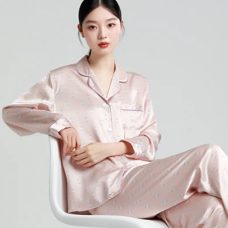 100% Real Mulberry Silk Pink Printed Women Pajama Set Spring Autumn Long Sleeve Pants Button Down Sleepwear 2 Piece Loungewear
100% Real Mulberry Silk Pink Printed Women Pajama Set Spring Autumn Long Sleeve Pants Button Down Sleepwear 2 Piece Loungewear