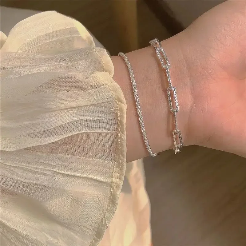 Popular 925 Sterling Silver fine double chain bracelets for women fashion original party wedding Accessories Jewelry gifts
Popular 925 Sterling Silver fine double chain bracelets for women fashion original party wedding Accessories Jewelry gifts