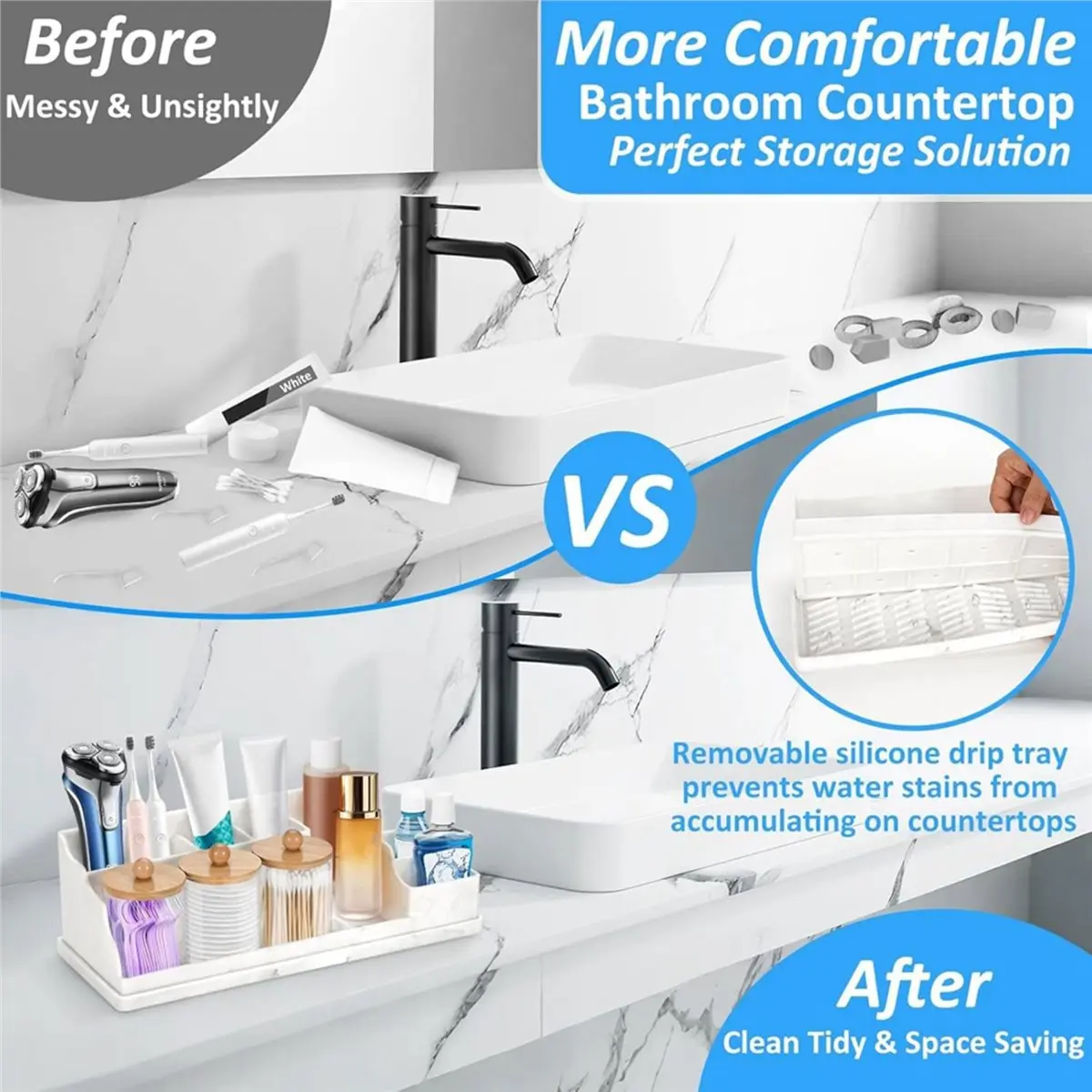 Utility Design Bathroom Counter Organizer, White Silicone Toothbrush Holders for Bathrooms Organizer Countertop with 3PCS Qtip H
Utility Design Bathroom Counter Organizer, White Silicone Toothbrush Holders for Bathrooms Organizer Countertop with 3PCS Qtip H