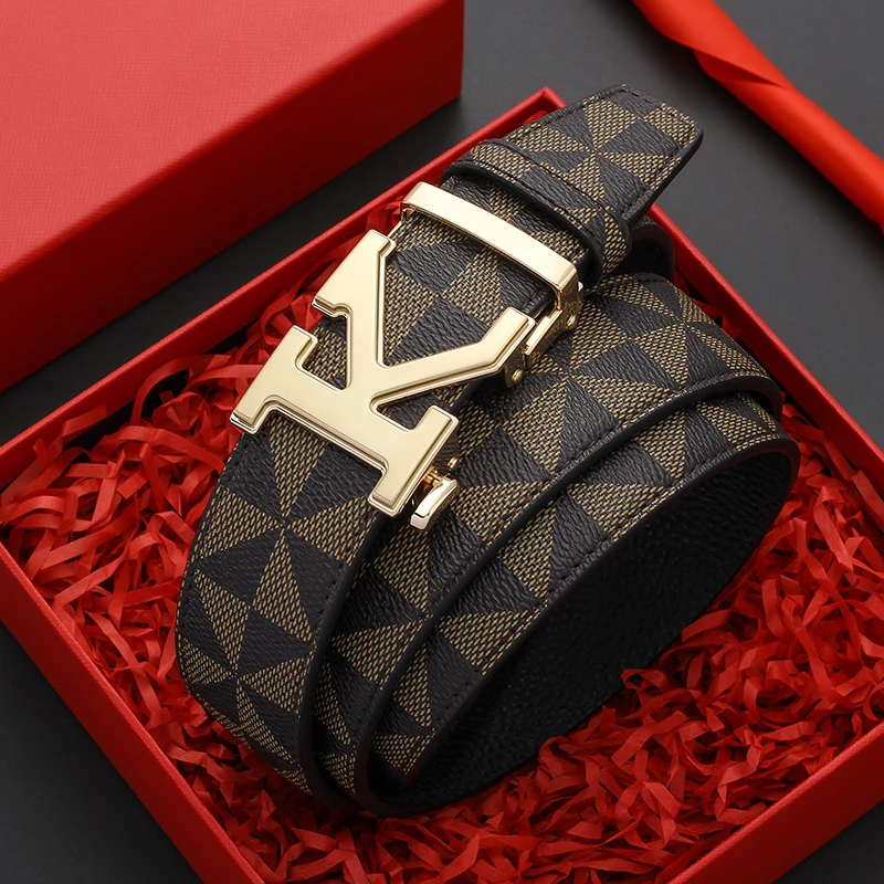 Men's Luxury K Letter Automatic Buckle Belt Geometric Plaid Print Leather Waist Belt for Men Business Casual
Men's Luxury K Letter Automatic Buckle Belt Geometric Plaid Print Leather Waist Belt for Men Business Casual