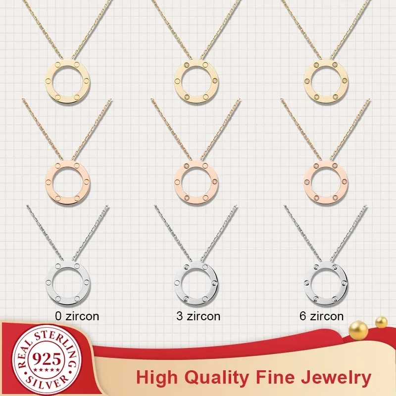 New 925 silver Circular ring LOVE Necklace for Women Men Lovers High Quality Zircon Pendant Necklaces Luxury Jewelry Party Gift
New 925 silver Circular ring LOVE Necklace for Women Men Lovers High Quality Zircon Pendant Necklaces Luxury Jewelry Party Gift