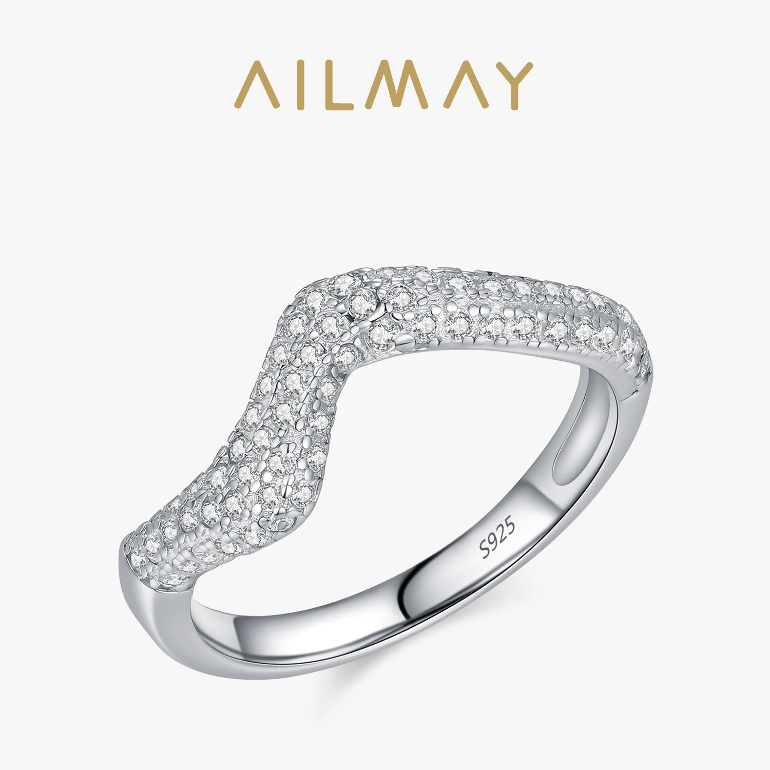 Ailmay 925 Sterling Silver Luxury Full-Shiny Cubic Zirconia Curve Design Rings Elegant Wedding Accessories Trendy Jewelry
Ailmay 925 Sterling Silver Luxury Full-Shiny Cubic Zirconia Curve Design Rings Elegant Wedding Accessories Trendy Jewelry