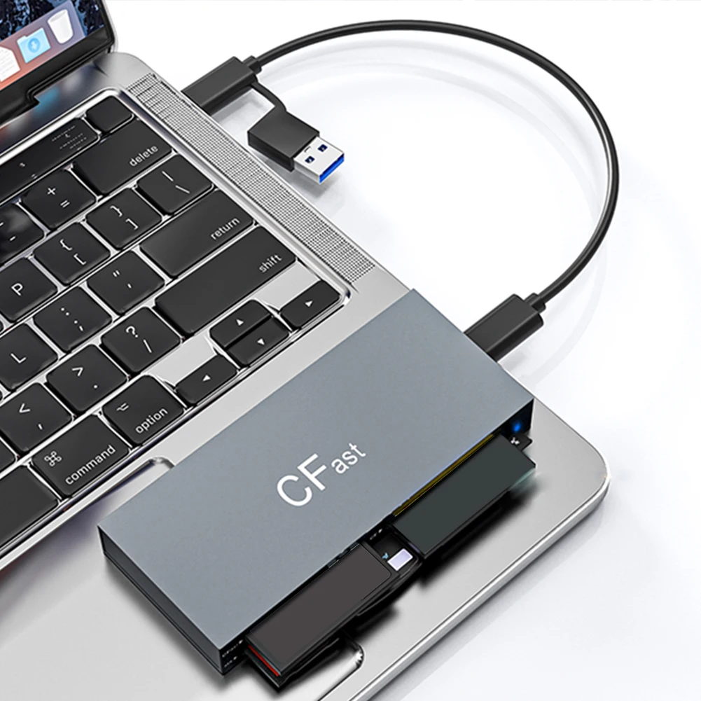 CFast Card Reader Read 6 Cards Simultaneously Multifunction Card Reader 5Gbps USB Card Reader for CFast CF MS SD TF XD Card