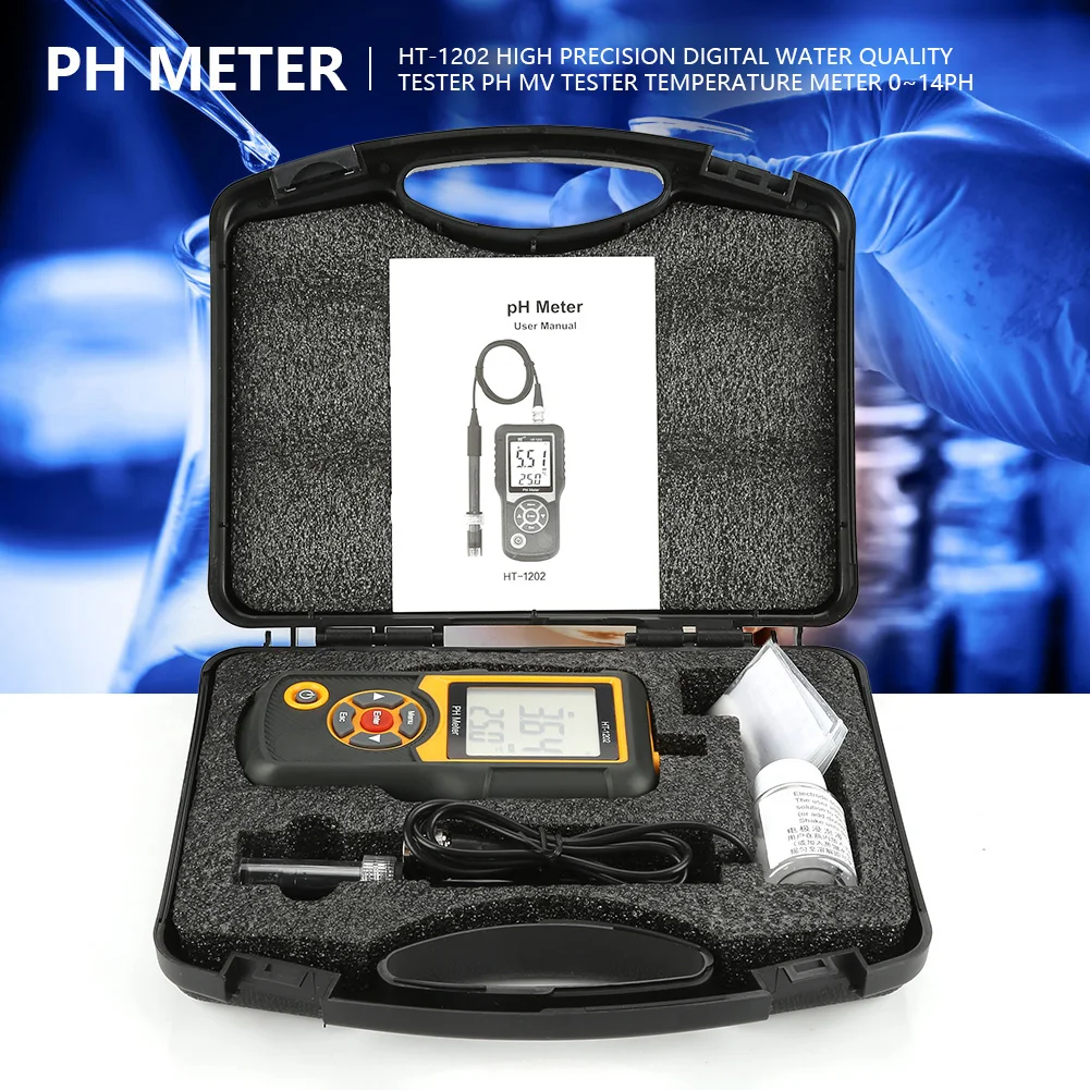 HT‑1202 High Precision Digital Water Quality Tester PH MV Tester Temperature Meter 0~14PH PH Tester PH Meter Digital PH Meter
HT‑1202 High Precision Digital Water Quality Tester PH MV Tester Temperature Meter 0~14PH PH Tester PH Meter Digital PH Meter