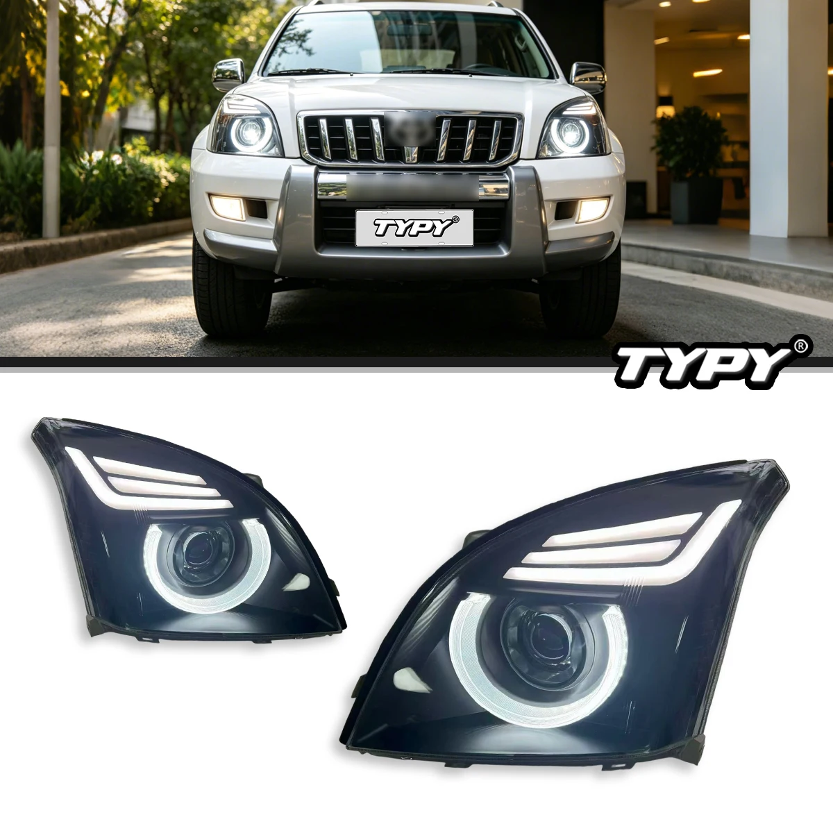 TYPY For Toyota Old Prado LC120 Defender Style Headlight Assembly Modified LED DRL Dual Beam Projector Lens Headlamp
TYPY For Toyota Old Prado LC120 Defender Style Headlight Assembly Modified LED DRL Dual Beam Projector Lens Headlamp