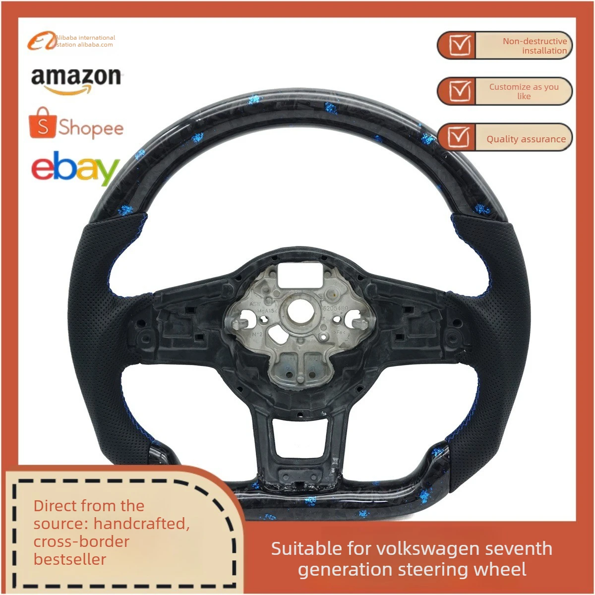 Suitable for Golf 7GTI Golf7 without rectifier, blue foil carbon fiber, sports steering wheel, bottom plate
Suitable for Golf 7GTI Golf7 without rectifier, blue foil carbon fiber, sports steering wheel, bottom plate