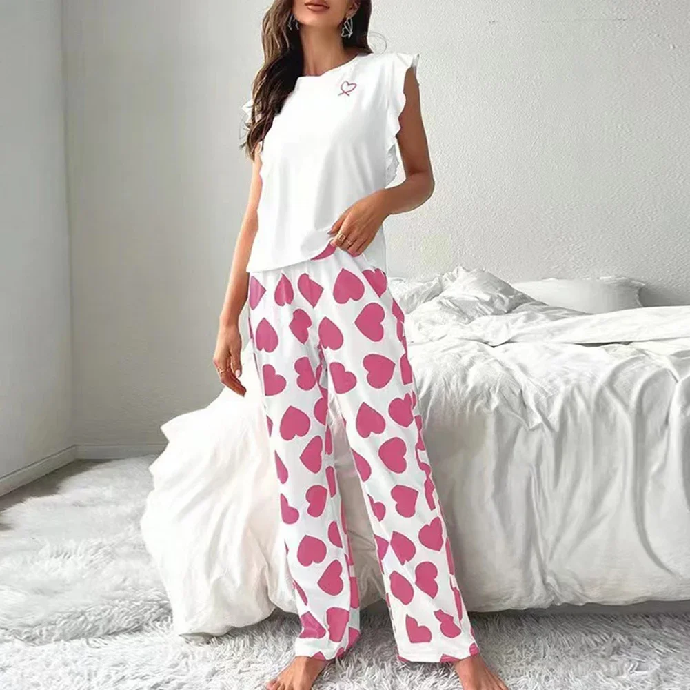 Women's New Print T-shirts Trousers Pajamas Suits Casual Comfortable Home Clothes Soft Sleep Stretch Underwear Sets
Women's New Print T-shirts Trousers Pajamas Suits Casual Comfortable Home Clothes Soft Sleep Stretch Underwear Sets