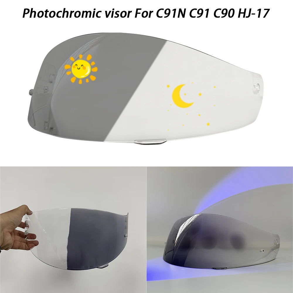 Motorcycle Photochromic Helmet Visor For HJC C91N HJ-17 C91 C90 Helmet Visor goggles hromic Tea black Automatically Darkens Lens 
Motorcycle Photochromic Helmet Visor For HJC C91N HJ-17 C91 C90 Helmet Visor goggles hromic Tea black Automatically Darkens Lens