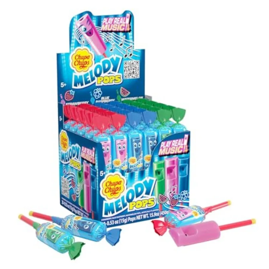 Chupa Chups Melody Pops, Assorted Flavors, Whistle Lollipops, Individually Wrapped Candy, 30 count
Chupa Chups Melody Pops, Assorted Flavors, Whistle Lollipops, Individually Wrapped Candy, 30 count