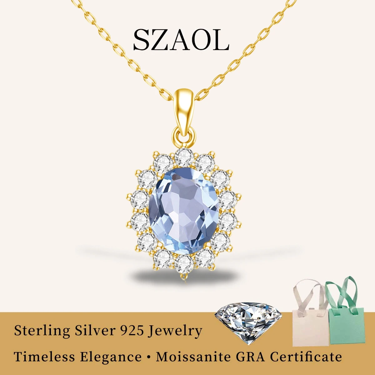 Luxury 100% 925 Sterling Silver Aquamarine Gemstone Pendant Emerald Necklace Women Oval Stone 8*10mm With Certificate Jewlery
Luxury 100% 925 Sterling Silver Aquamarine Gemstone Pendant Emerald Necklace Women Oval Stone 8*10mm With Certificate Jewlery