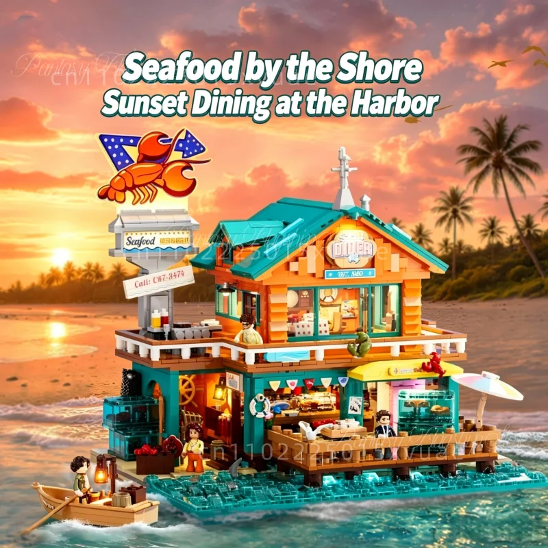 New Road Trip Series Building Blocks Seafood Restaurant Street View Assembly Model Toys Desktop Decor Collectible Holiday Gifts
New Road Trip Series Building Blocks Seafood Restaurant Street View Assembly Model Toys Desktop Decor Collectible Holiday Gifts