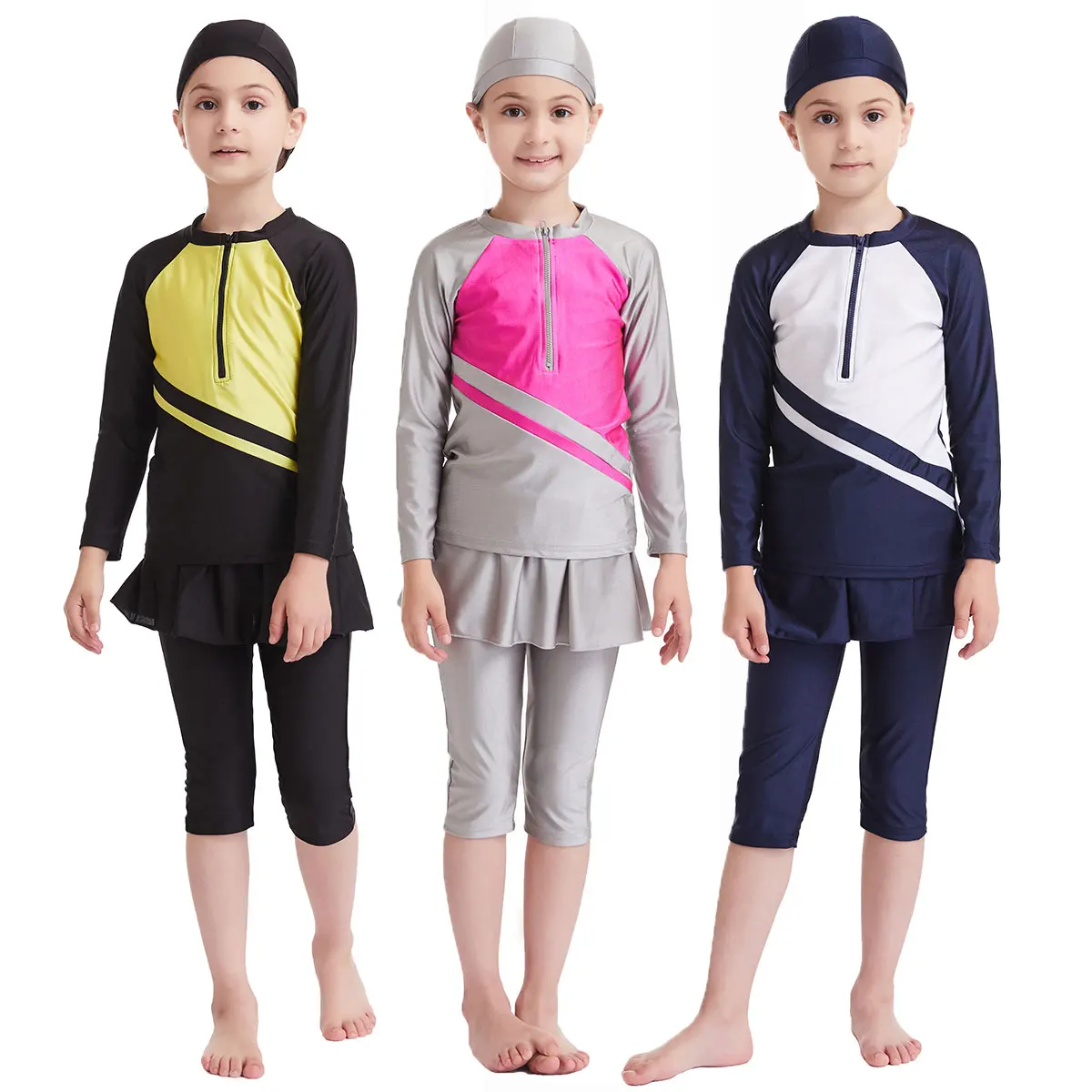 3pcs/set Sporty Islamic Muslim Swimwear Burkini for Girls Children 3-16Y Capri Pants With Skirt Contrast Color Quick Dry
3pcs/set Sporty Islamic Muslim Swimwear Burkini for Girls Children 3-16Y Capri Pants With Skirt Contrast Color Quick Dry