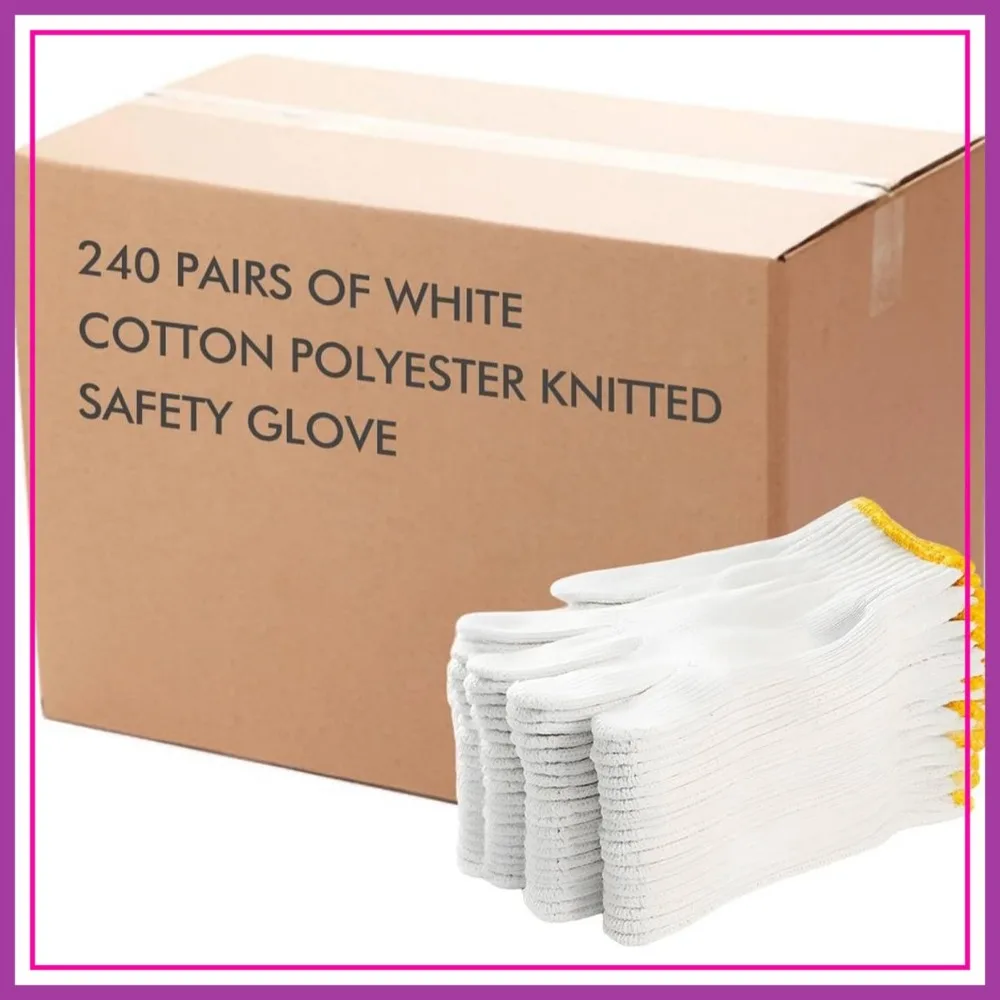White Cotton Polyester Knit Safety Gloves for Gardening Warehouse Cooking - 12/36/240 Pairs
White Cotton Polyester Knit Safety Gloves for Gardening Warehouse Cooking - 12/36/240 Pairs