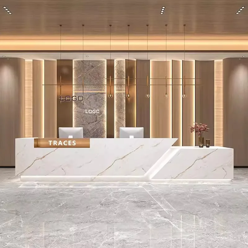 Marble slate front desk reception desk modern simple hotel company lobby
Marble slate front desk reception desk modern simple hotel company lobby