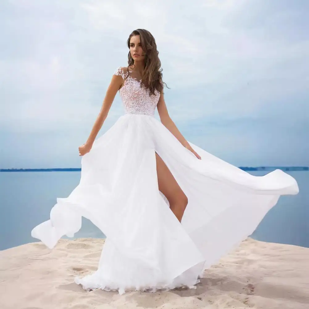 A-Line Boho Wedding Dresses for Bride Long Chiffon Slit Bridesmaid Dress Lace V-Neck Evening Gown for Prom Masquerade Beach
A-Line Boho Wedding Dresses for Bride Long Chiffon Slit Bridesmaid Dress Lace V-Neck Evening Gown for Prom Masquerade Beach