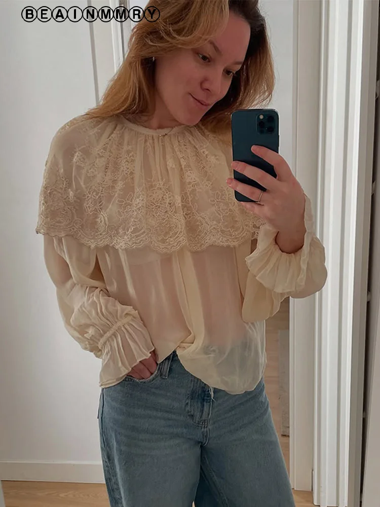 Solid Sweet Lace Blouses Women Casual O Neck Long Flare Sleeve Loose Boho Tops 2025 New Summer Holiday Vacation Chiffon Shirt
Solid Sweet Lace Blouses Women Casual O Neck Long Flare Sleeve Loose Boho Tops 2025 New Summer Holiday Vacation Chiffon Shirt