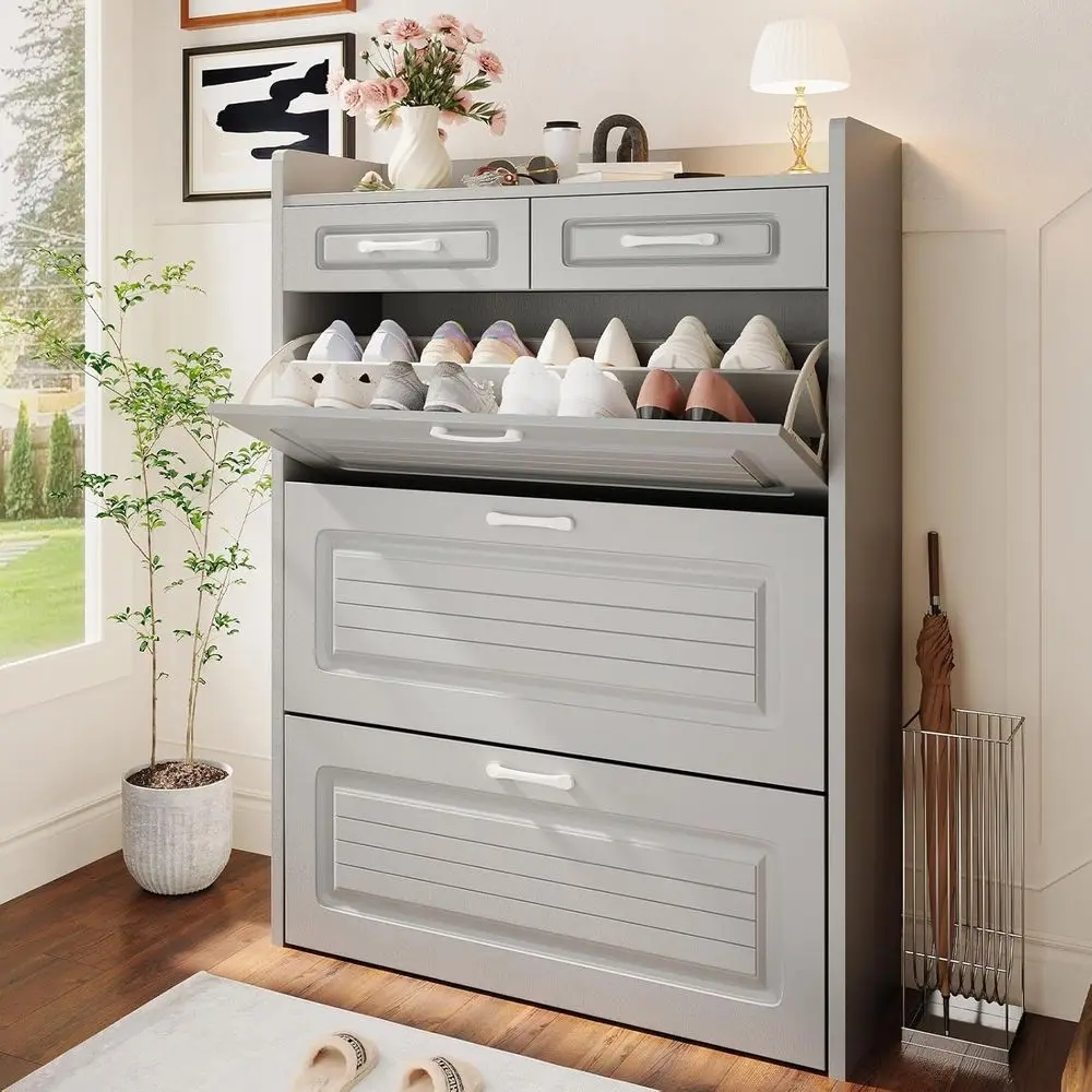 Тумба для обуви с 3 большими отделениями и 2 ящиками для хранения, узкий органайзер для обуви, для различных видов обуви, скрытая система хранения обуви.
Тумба для обуви с 3 большими отделениями и 2 ящиками для хранения, узкий органайзер для обуви, для различных видов обуви, скрытая система хранения обуви.