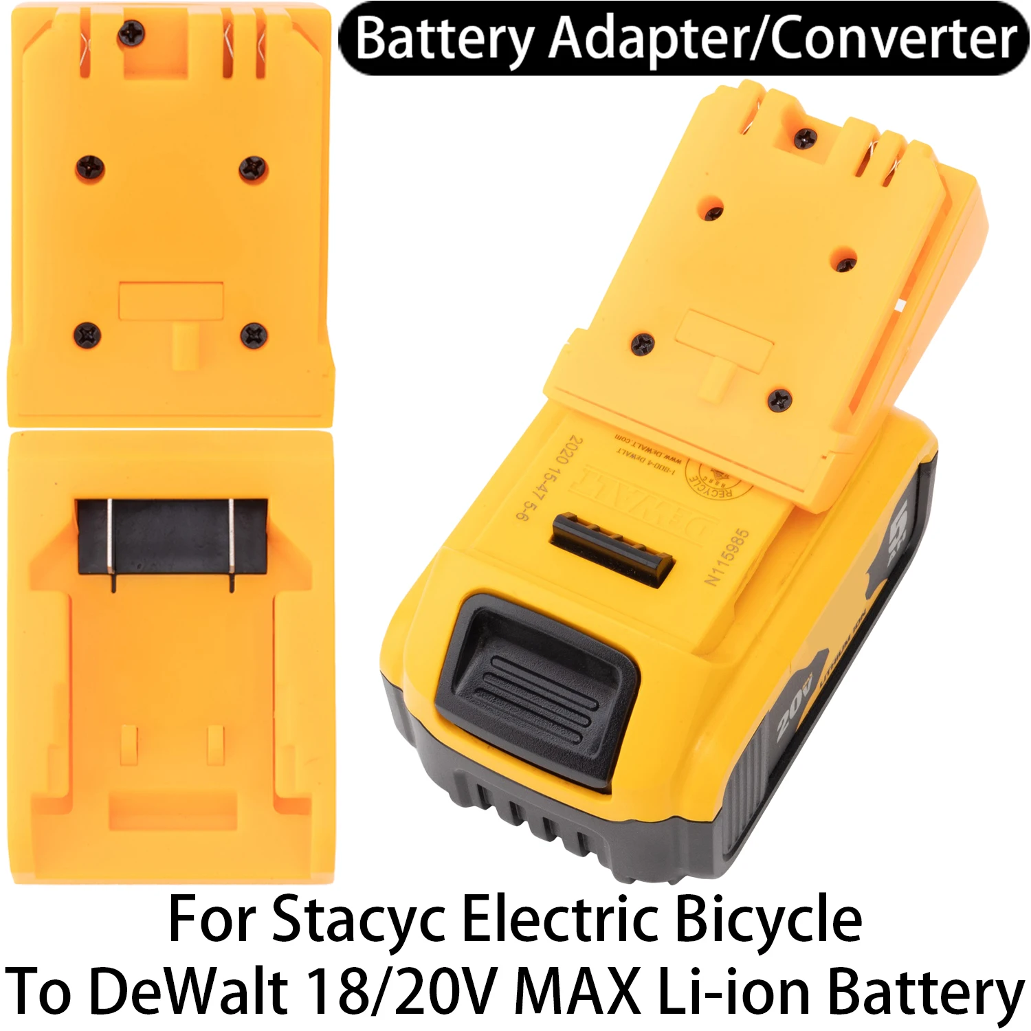 Adapter For Stacyc To Dewalt 18/20V Li-ion Battery Converter Tool Accessory Works With All New For Stacyc Electric Bicycle
Adapter For Stacyc To Dewalt 18/20V Li-ion Battery Converter Tool Accessory Works With All New For Stacyc Electric Bicycle