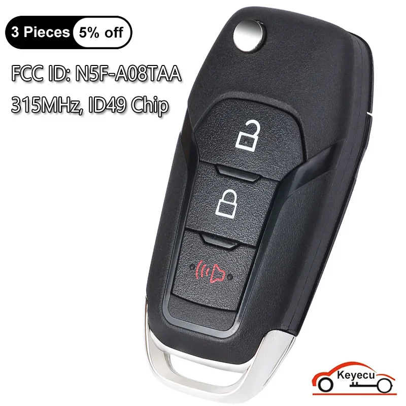 KEYECU 3 Buttons 315MHz ID49 Chip for Ford F-150 F-250 F-350 F-450 F-550 EcoSport Flip Remote Control Key Fob FCC ID: N5F-A08TAA
KEYECU 3 Buttons 315MHz ID49 Chip for Ford F-150 F-250 F-350 F-450 F-550 EcoSport Flip Remote Control Key Fob FCC ID: N5F-A08TAA