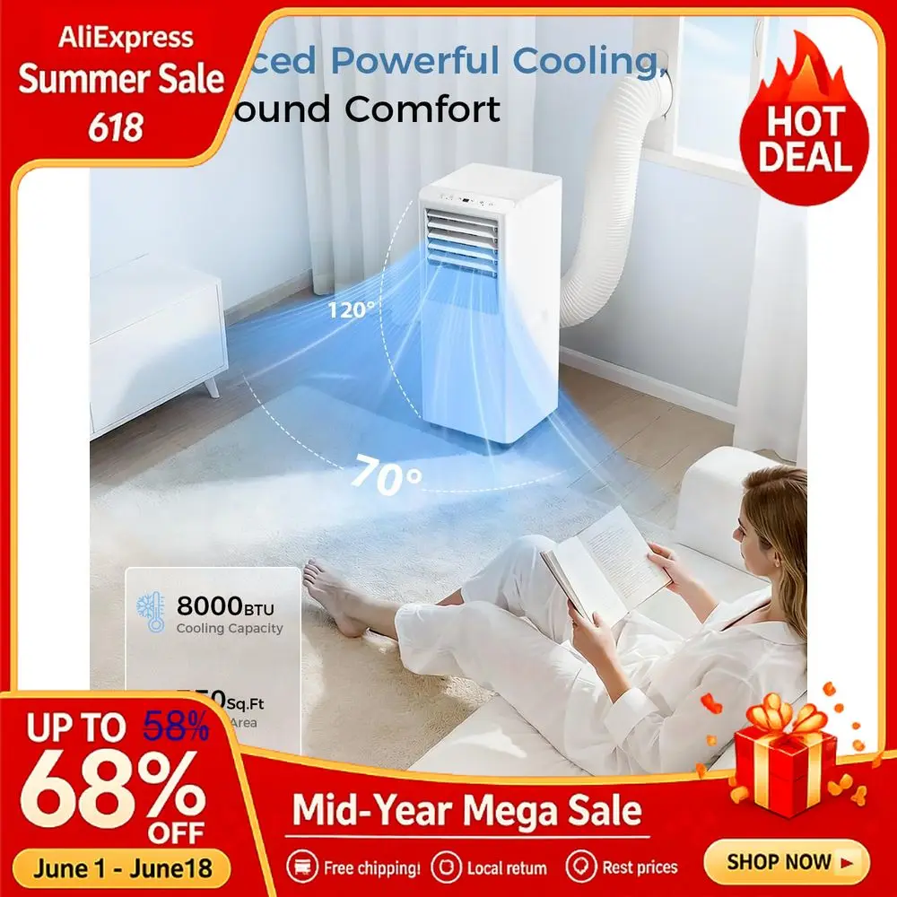 8000 BTU Portable Air Conditioner, 5in1 Cools 350 Sq.Ft, Quiet AC Unit with Fan amp Dehumidifier,LED Display, Remote, 24H,Custom
8000 BTU Portable Air Conditioner, 5in1 Cools 350 Sq.Ft, Quiet AC Unit with Fan amp Dehumidifier,LED Display, Remote, 24H,Custom
