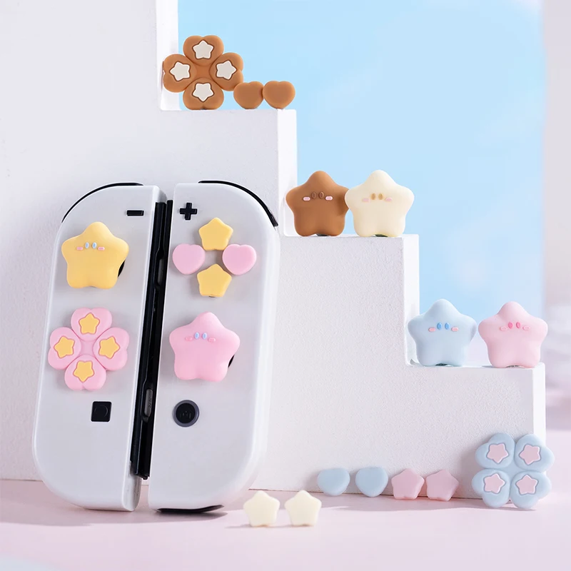 4pcs/set Silicone Soft D-pad Cross Button ABXY Key Sticker Skin Case For Nintendo Switch Oled NS Joy-con Thumb Stick Grip Caps
4pcs/set Silicone Soft D-pad Cross Button ABXY Key Sticker Skin Case For Nintendo Switch Oled NS Joy-con Thumb Stick Grip Caps