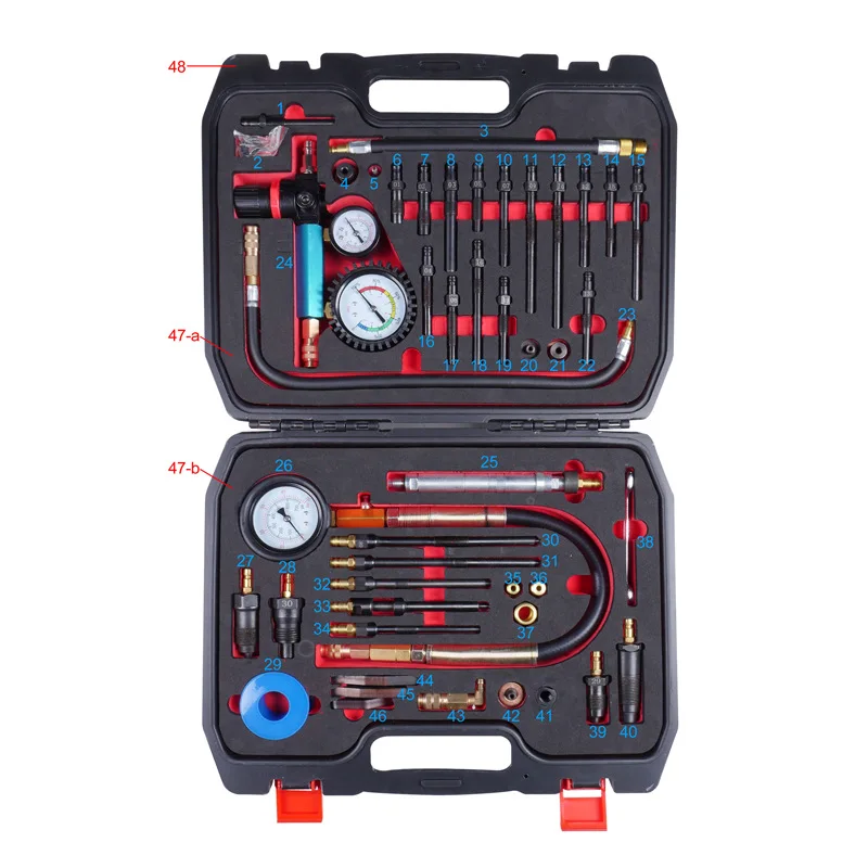 Auto maintenance 46-piece set Double gauge leakage tester Carbon steel sleeve tool Pressure measurement tool set
Auto maintenance 46-piece set Double gauge leakage tester Carbon steel sleeve tool Pressure measurement tool set