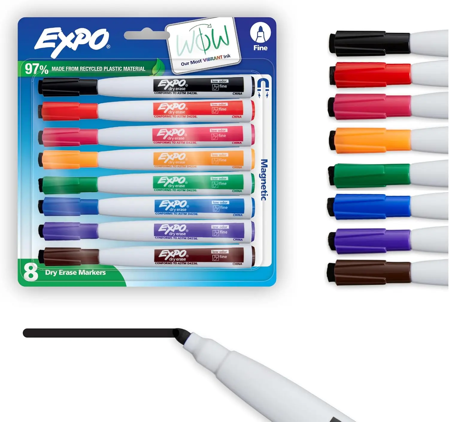Magnetic Dry Erase Markers, Fine Tip, Assorted Colors, 8 Count - Whiteboard Supplies
Magnetic Dry Erase Markers, Fine Tip, Assorted Colors, 8 Count - Whiteboard Supplies